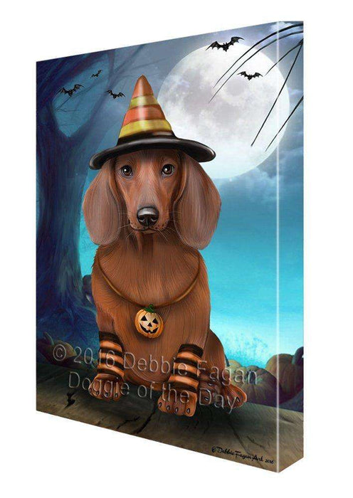 Happy Halloween Trick or Treat Dachshund Dog Candy Corn Canvas Wall Art