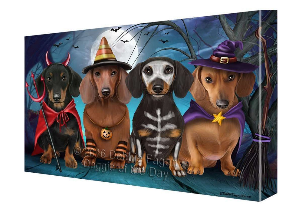 Happy Halloween Trick or Treat Dachshund Dog Canvas Wall Art