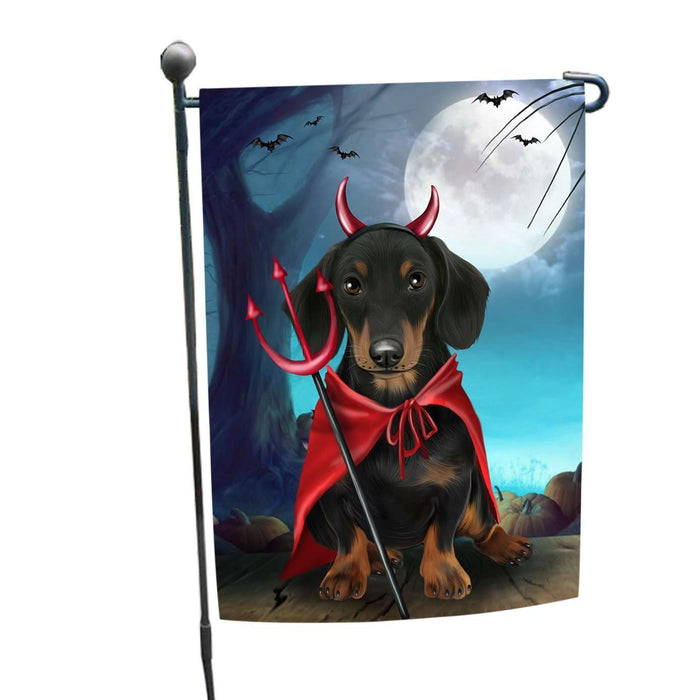 Happy Halloween Trick or Treat Dachshund Dog Devil Garden Flag