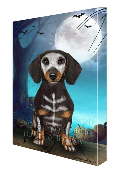 Happy Halloween Trick or Treat Dachshund Dog Skeleton Canvas Wall Art