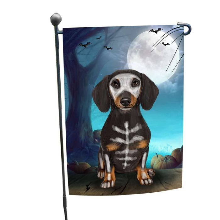 Happy Halloween Trick or Treat Dachshund Dog Skeleton Garden Flag