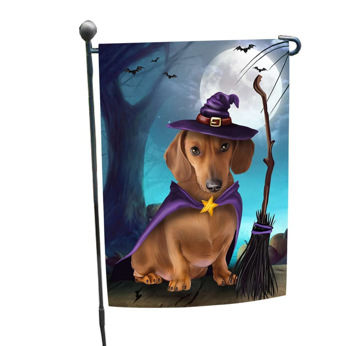 Happy Halloween Trick or Treat Dachshund Dog Witch Garden Flag