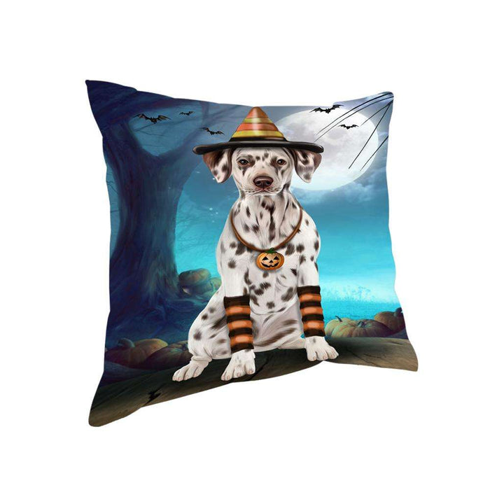 Happy Halloween Trick or Treat Dalmatian Dog Candy Corn Pillow PIL66176
