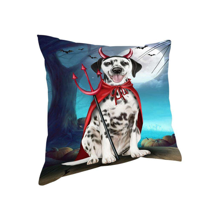 Happy Halloween Trick or Treat Dalmatian Dog Devil Pillow PIL66252