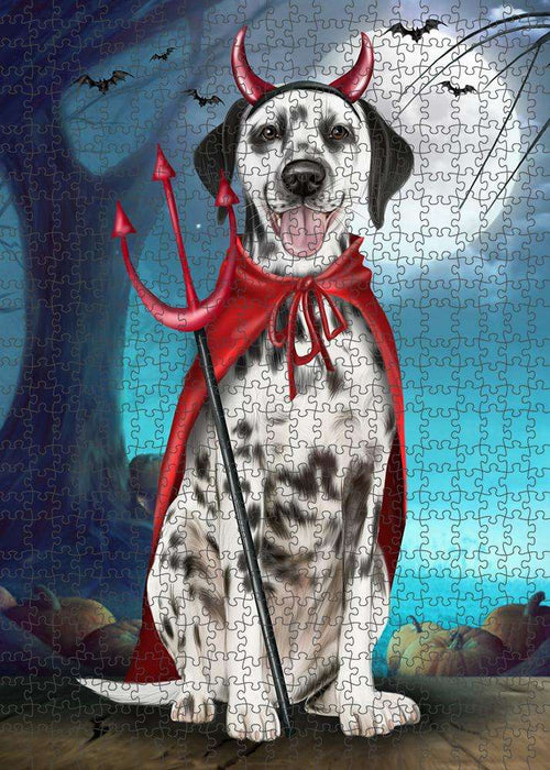 Happy Halloween Trick or Treat Dalmatian Dog Devil Puzzle with Photo Tin PUZL61503