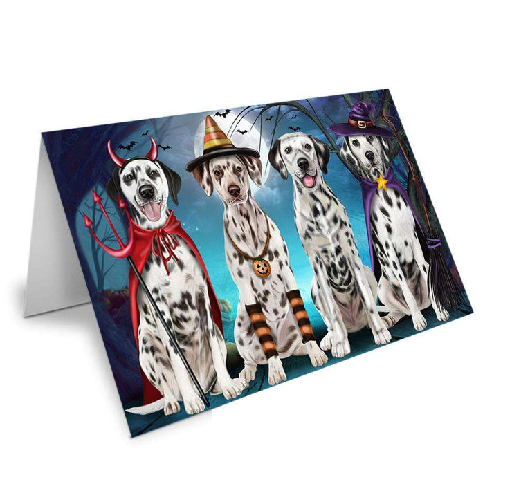 Happy Halloween Trick or Treat Dalmatian Dog Handmade Artwork Assorted Pets Greeting Cards and Note Cards with Envelopes for All Occasions and Holiday Seasons GCD61772