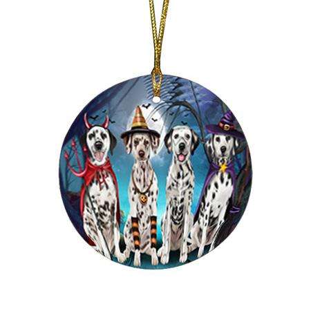 Happy Halloween Trick or Treat Dalmatian Dog Round Flat Christmas Ornament RFPOR52572