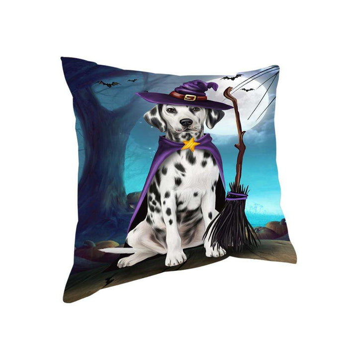 Happy Halloween Trick or Treat Dalmatian Dog Witch Pillow PIL66404