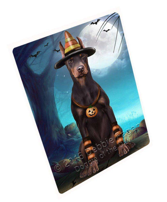Happy Halloween Trick or Treat Doberman Dog Candy Corn Art Portrait Print Woven Throw Sherpa Plush Fleece Blanket