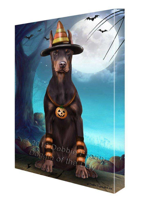 Happy Halloween Trick or Treat Doberman Dog Candy Corn Canvas Wall Art