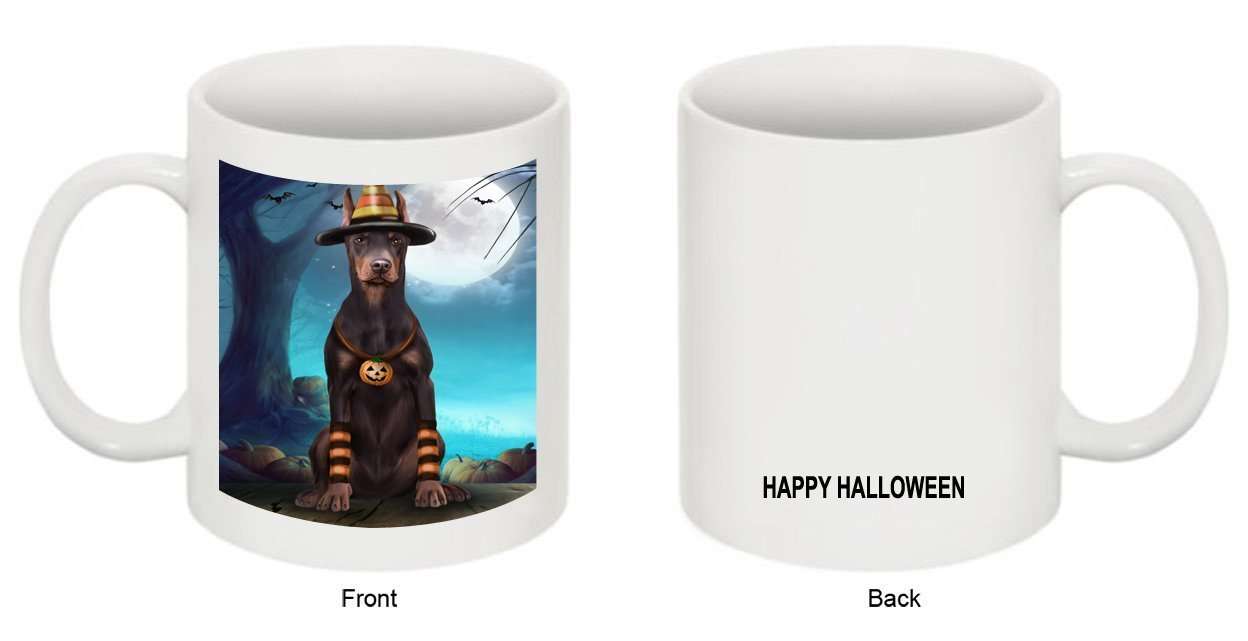 Happy Halloween Trick or Treat Doberman Dog Candy Corn Mug