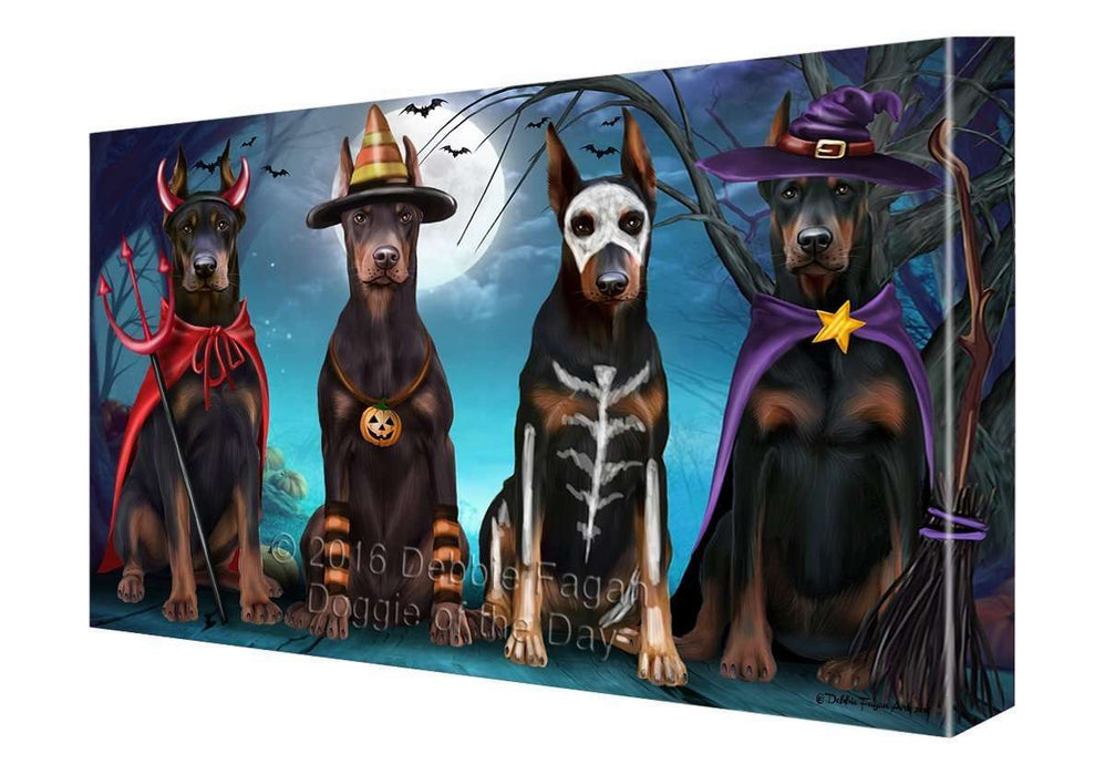 Happy Halloween Trick or Treat Doberman Dog Canvas Wall Art
