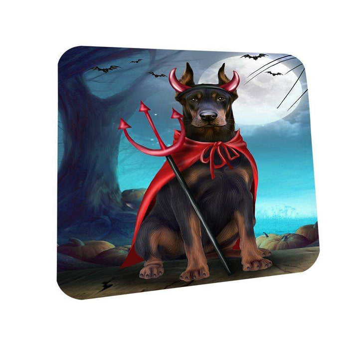 Happy Halloween Trick or Treat Doberman Dog Devil Coasters Set of 4