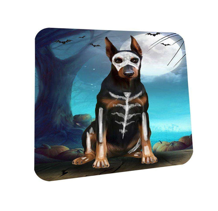 Happy Halloween Trick or Treat Doberman Dog Skeleton Coasters Set of 4