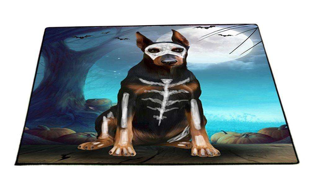 Happy Halloween Trick or Treat Doberman Dog Skeleton Indoor/Outdoor Floormat