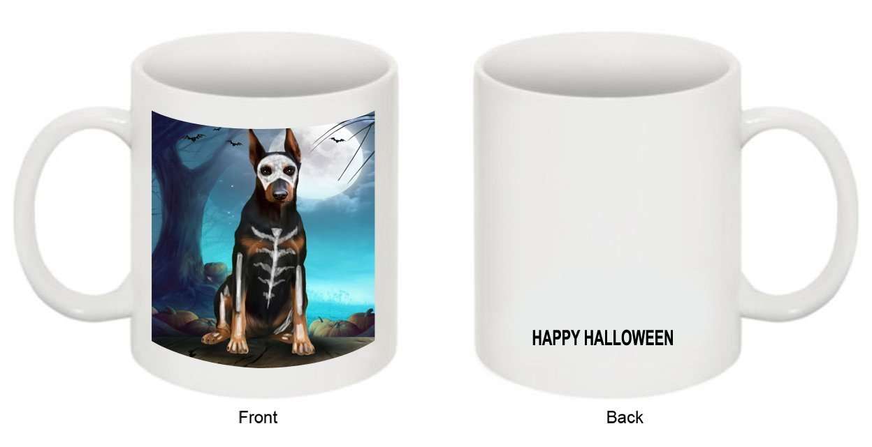 Happy Halloween Trick or Treat Doberman Dog Skeleton Mug