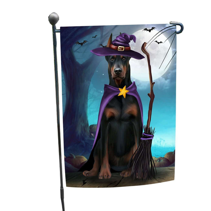 Happy Halloween Trick or Treat Doberman Dog Witch Garden Flag
