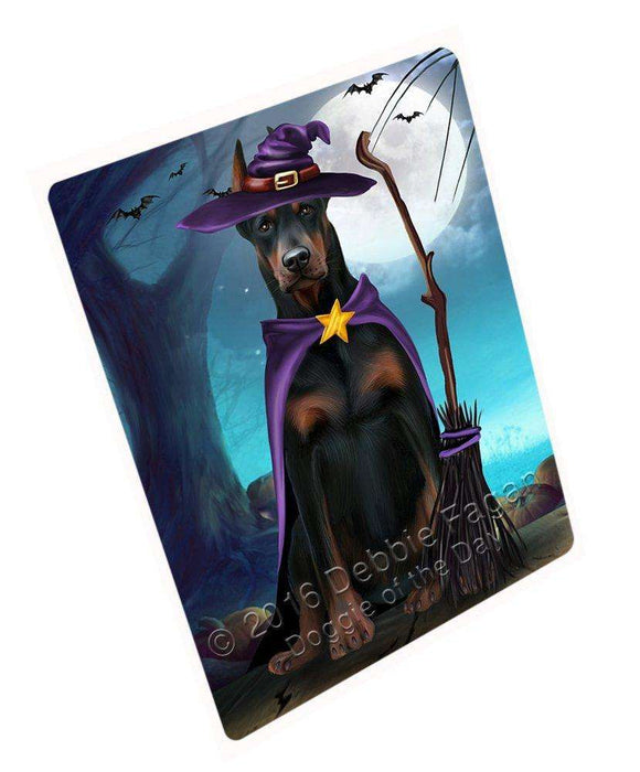 Happy Halloween Trick or Treat Doberman Dog Witch Tempered Cutting Board
