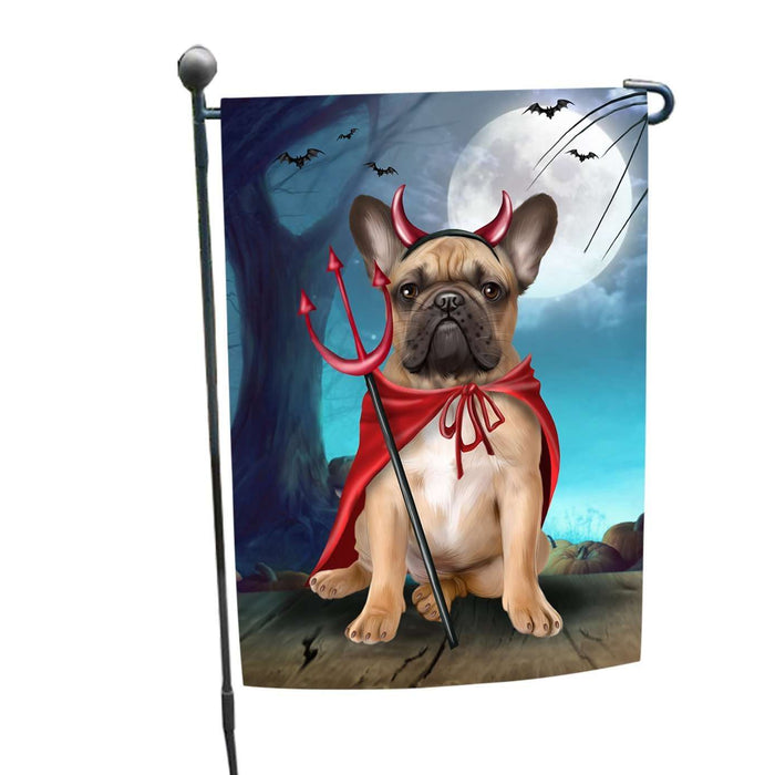 Happy Halloween Trick or Treat French Bulldog Devil Garden Flag