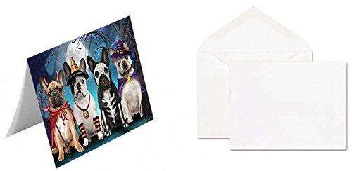 Happy Halloween Trick or Treat French Bulldog Handmade Artwork Assorted Pets Greeting Cards and Note Cards with Envelopes for All Occasions and Holiday Seasons D211