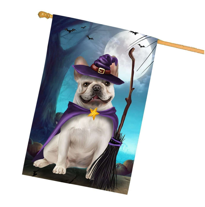 Happy Halloween Trick or Treat French Bulldog Witch House Flag