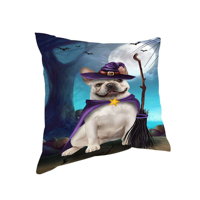 Happy Halloween Trick or Treat French Bulldog Witch Throw Pillow