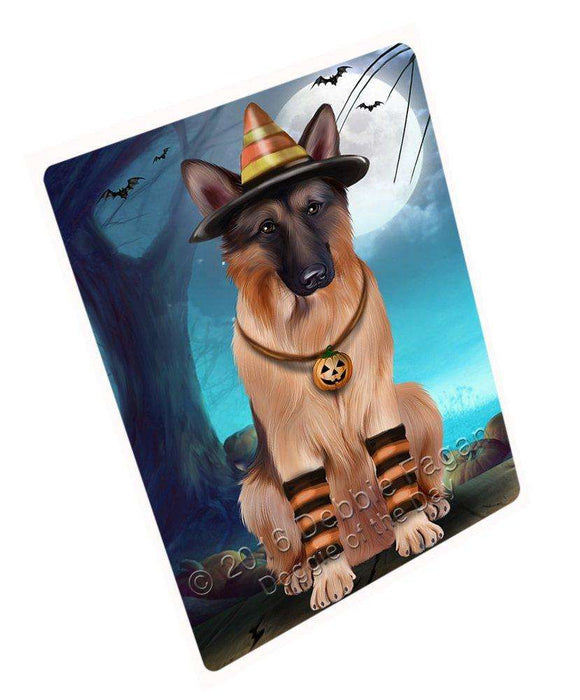 Happy Halloween Trick or Treat German Shepherd Dog Candy Corn Art Portrait Print Woven Throw Sherpa Plush Fleece Blanket