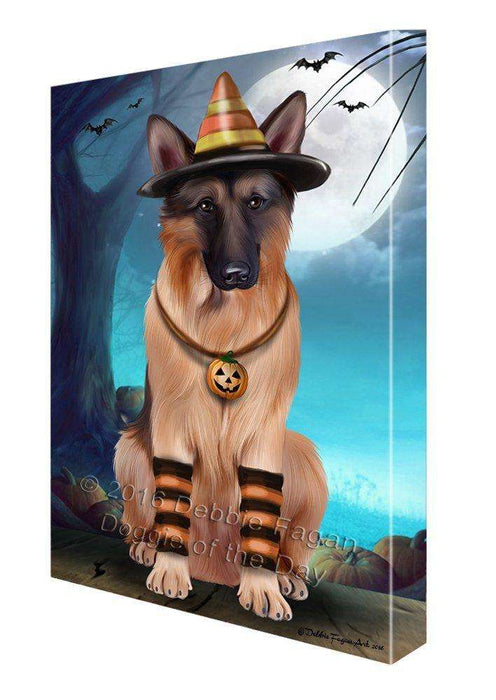Happy Halloween Trick or Treat German Shepherd Dog Candy Corn Canvas Wall Art