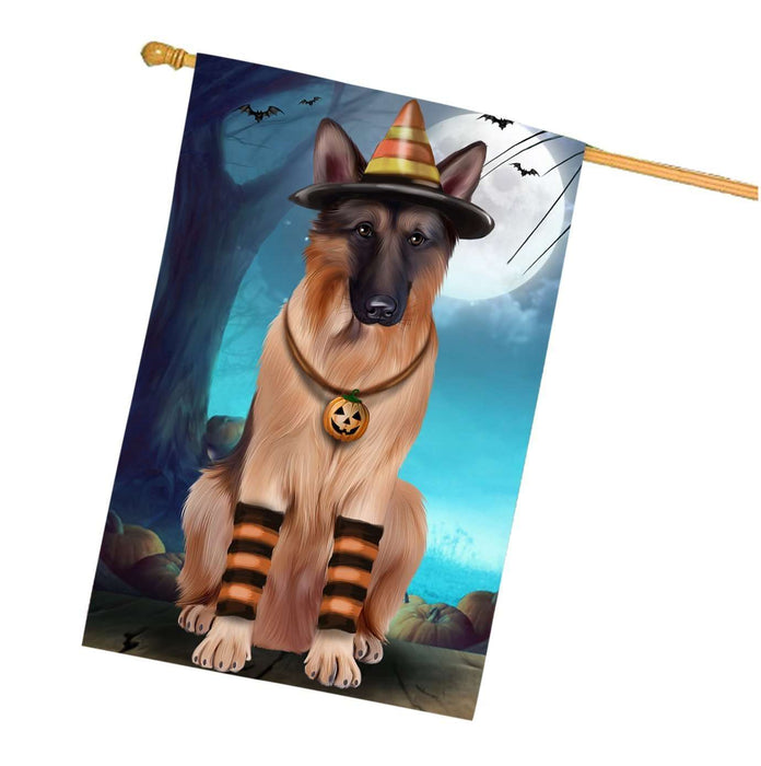Happy Halloween Trick or Treat German Shepherd Dog Candy Corn House Flag