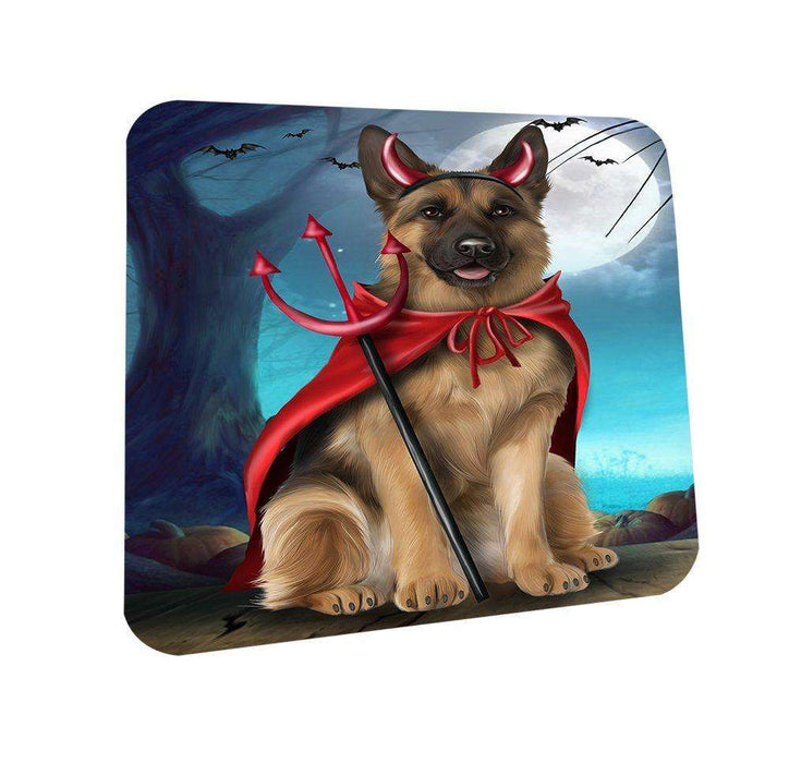 Happy Halloween Trick or Treat German Shepherd Dog Devil Coasters Set of 4