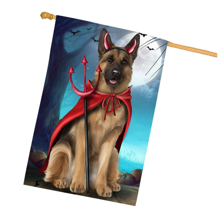 Happy Halloween Trick or Treat German Shepherd Dog Devil House Flag