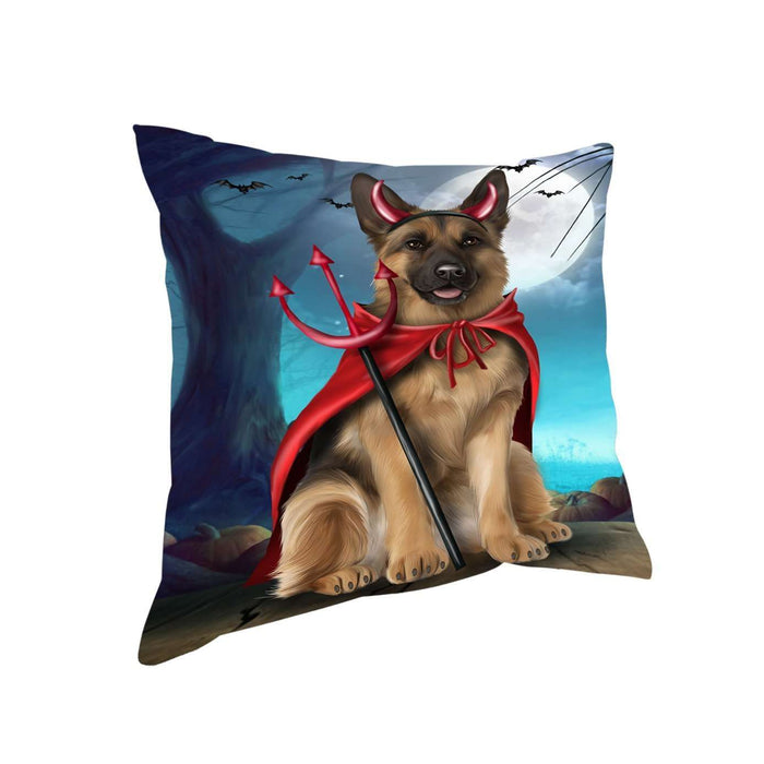 Happy Halloween Trick or Treat German Shepherd Dog Devil Throw Pillow