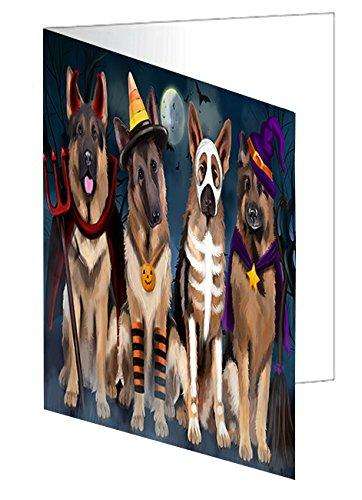 Happy Halloween Trick or Treat German Shepherd Dog in Costumes Handmade Artwork Assorted Pets Greeting Cards and Note Cards with Envelopes for All Occasions and Holiday Seasons