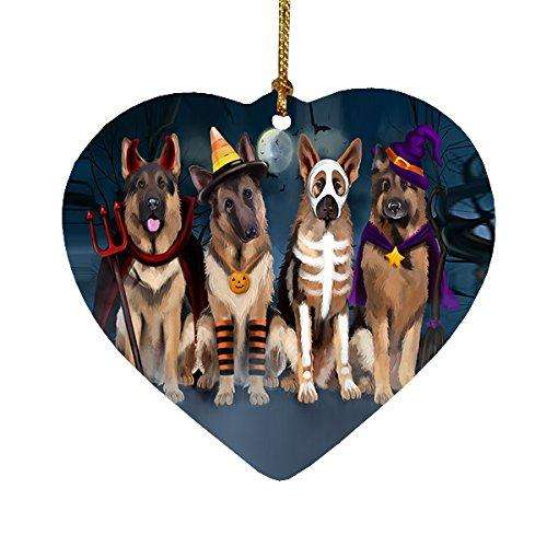 Happy Halloween Trick or Treat German Shepherd Dog in Costumes Heart Christmas Ornament