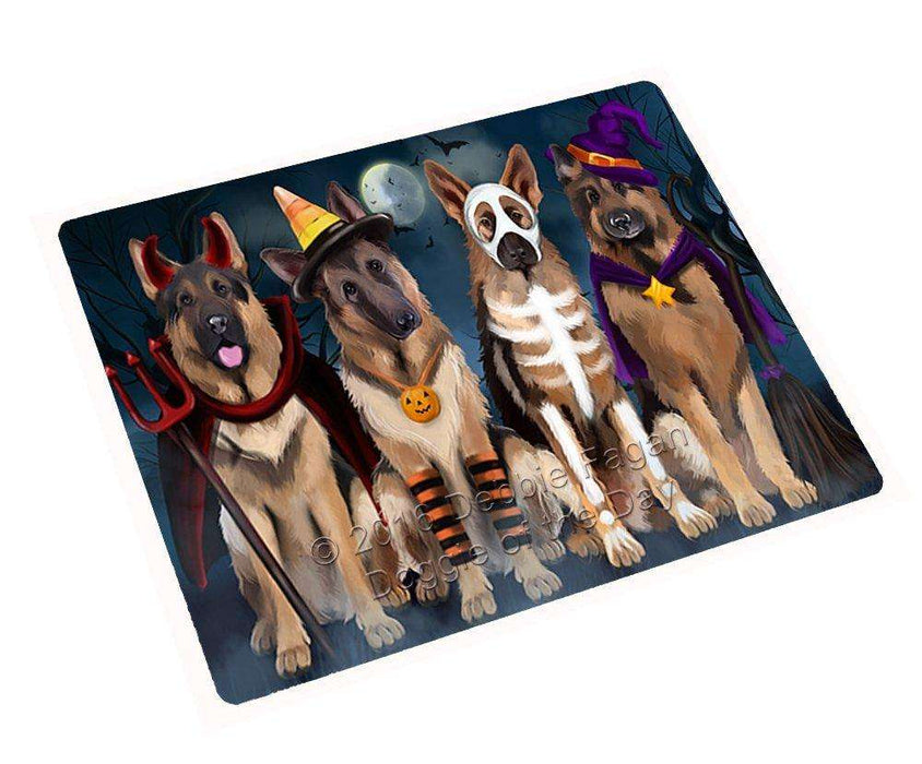 Happy Halloween Trick or Treat German Shepherd Dog in Costumes Tempered Cutting Board