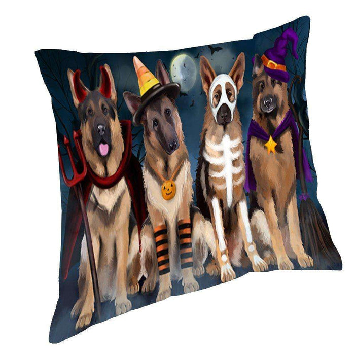 Happy Halloween Trick or Treat German Shepherd Dog in Costumes Throw Pillow