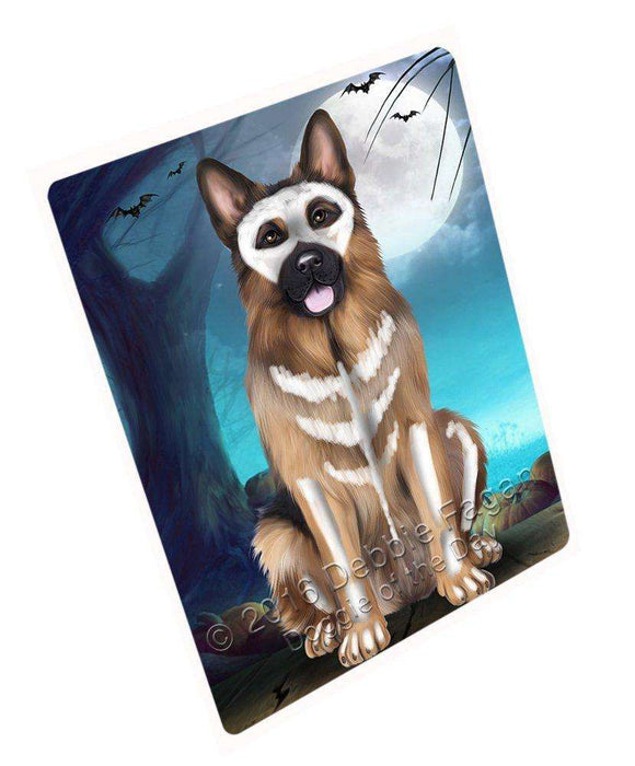 Happy Halloween Trick or Treat German Shepherd Dog Skeleton Art Portrait Print Woven Throw Sherpa Plush Fleece Blanket