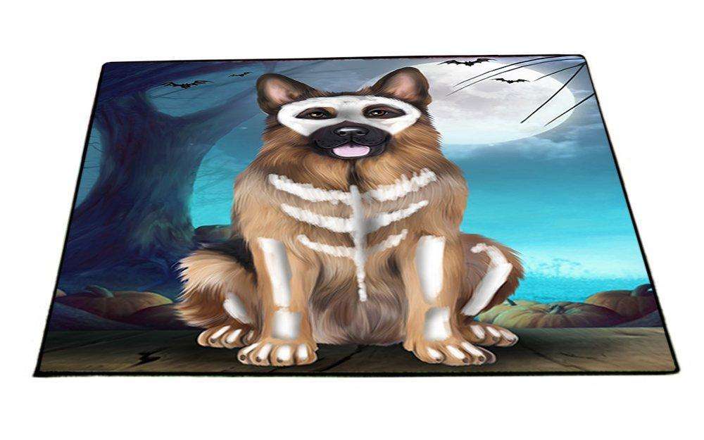 Happy Halloween Trick or Treat German Shepherd Dog Skeleton Indoor/Outdoor Floormat
