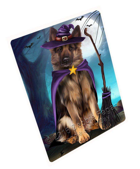 Happy Halloween Trick or Treat German Shepherd Dog Witch Art Portrait Print Woven Throw Sherpa Plush Fleece Blanket