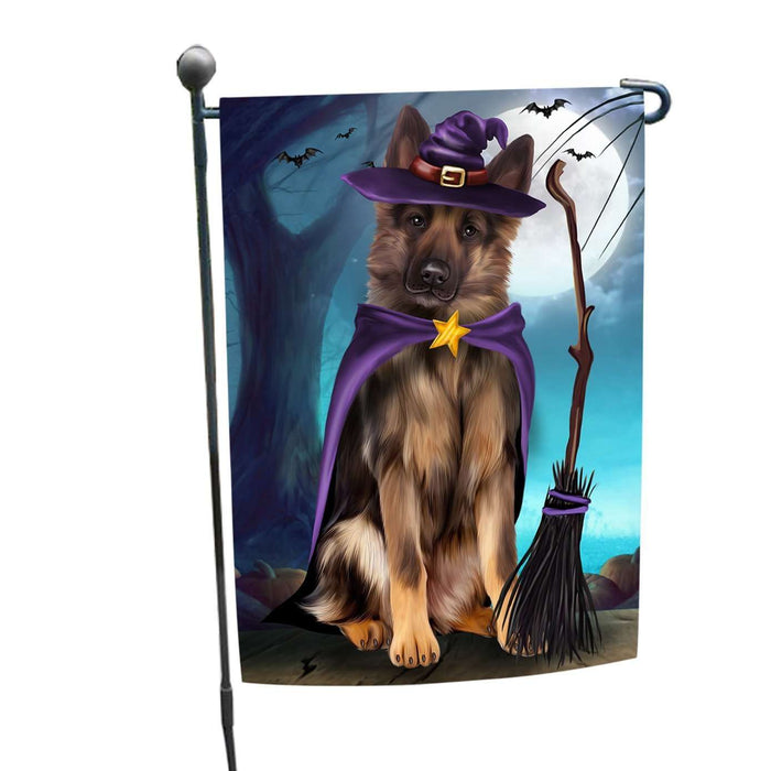 Happy Halloween Trick or Treat German Shepherd Dog Witch Garden Flag