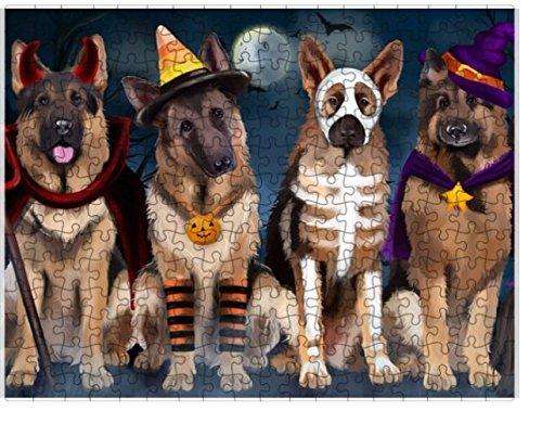 Happy Halloween Trick Or Treat German Shepherds Dog In Costumes Puzzle with Photo Tin