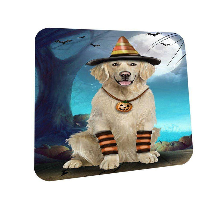 Happy Halloween Trick or Treat Golden Retriever Dog Candy Corn Coasters Set of 4