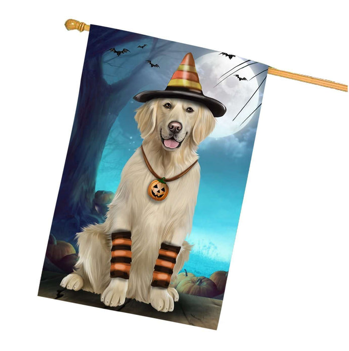 Happy Halloween Trick or Treat Golden Retriever Dog Candy Corn House Flag