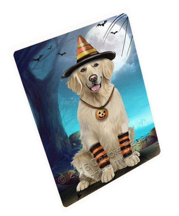 Happy Halloween Trick or Treat Golden Retriever Dog Candy Corn Tempered Cutting Board