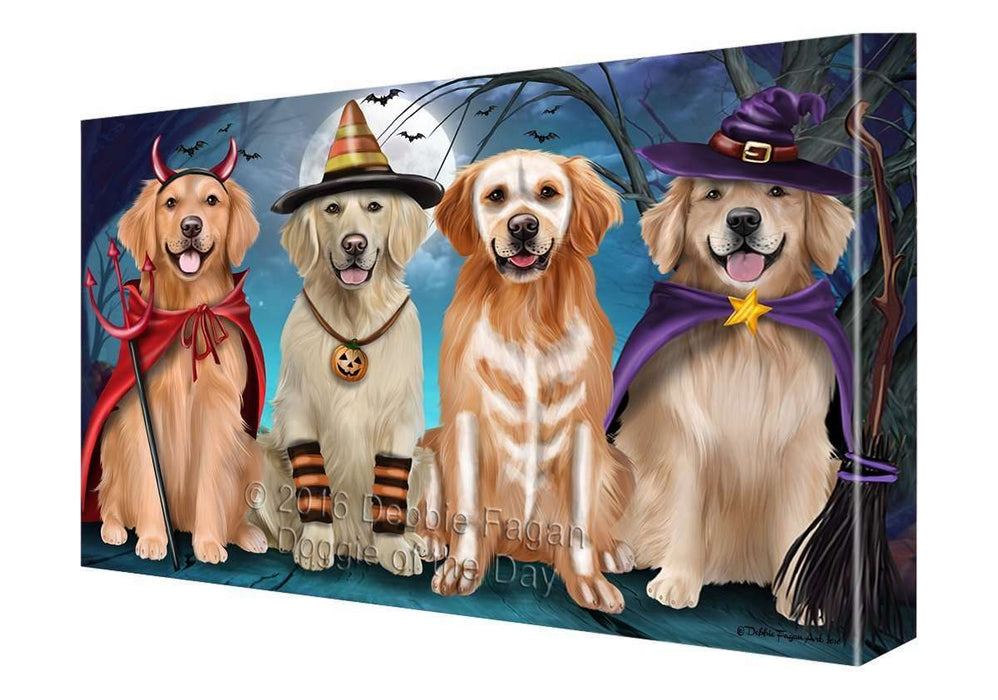 Happy Halloween Trick or Treat Golden Retriever Dog Canvas Wall Art