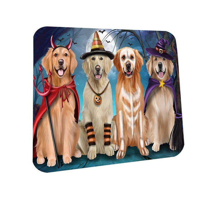 Happy Halloween Trick or Treat Golden Retriever Dog Coasters Set of 4