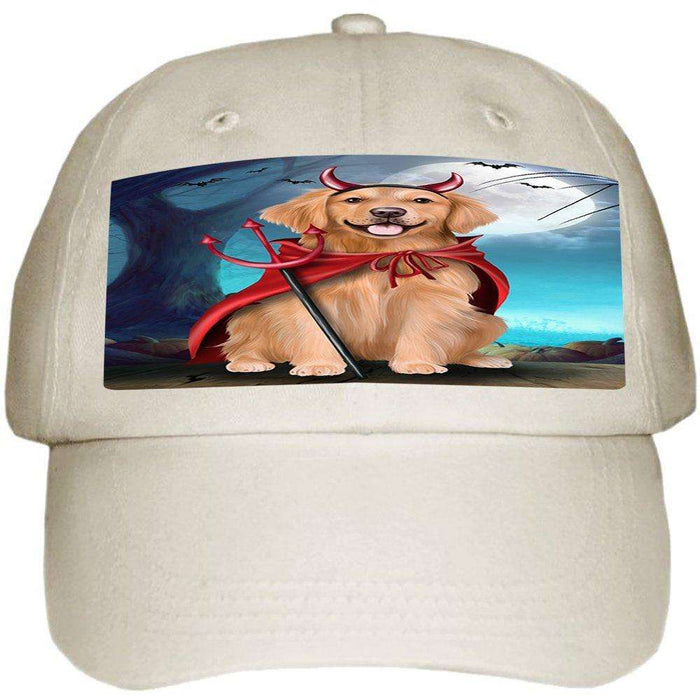 Happy Halloween Trick or Treat Golden Retriever Dog Devil Ball Hat Cap