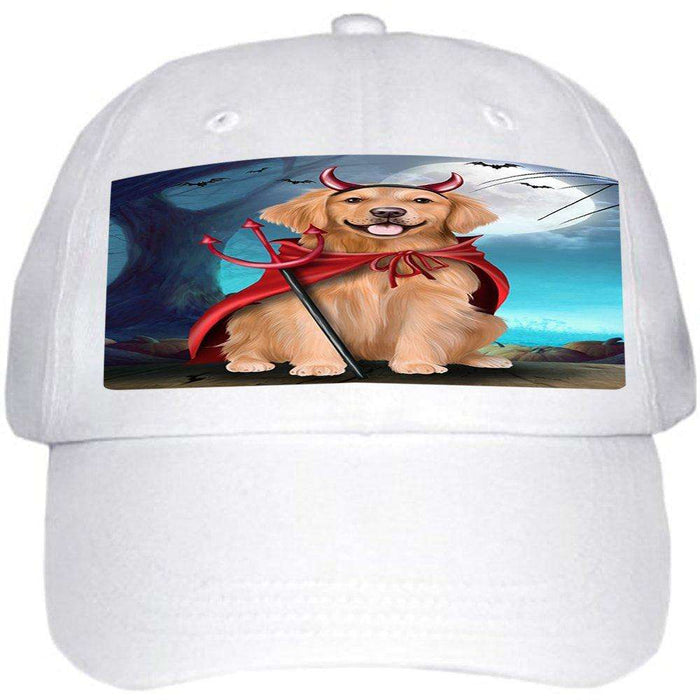 Happy Halloween Trick or Treat Golden Retriever Dog Devil Ball Hat Cap