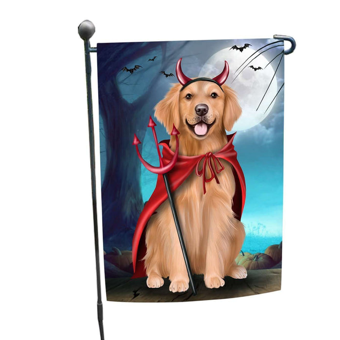 Happy Halloween Trick or Treat Golden Retriever Dog Devil Garden Flag