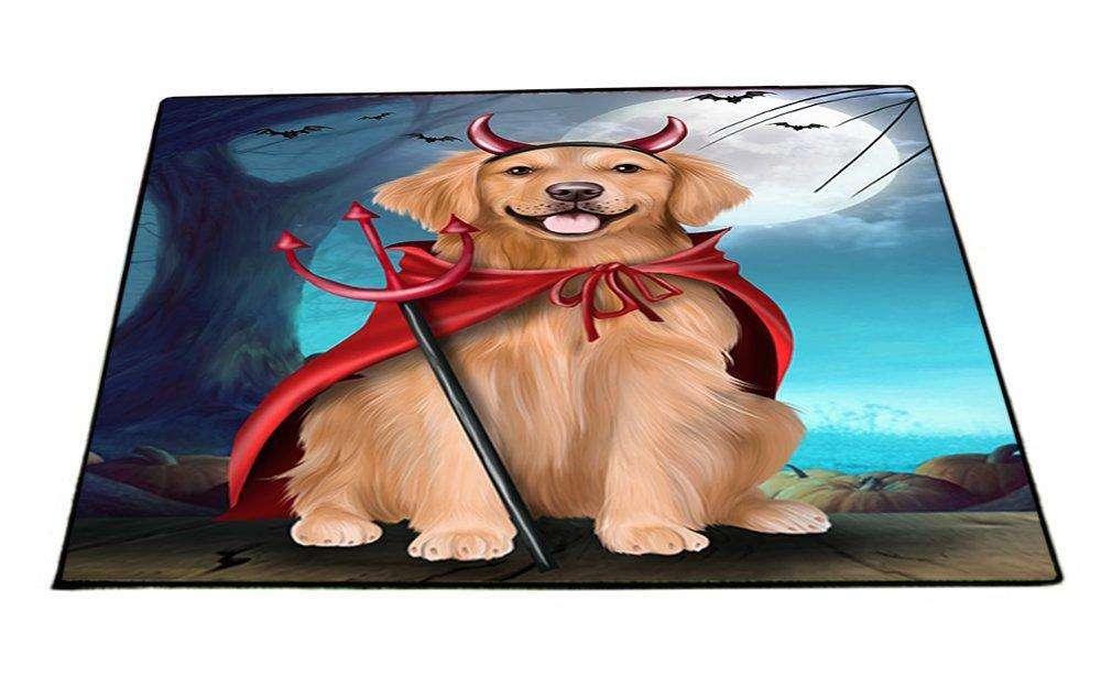 Happy Halloween Trick or Treat Golden Retriever Dog Devil Indoor/Outdoor Floormat
